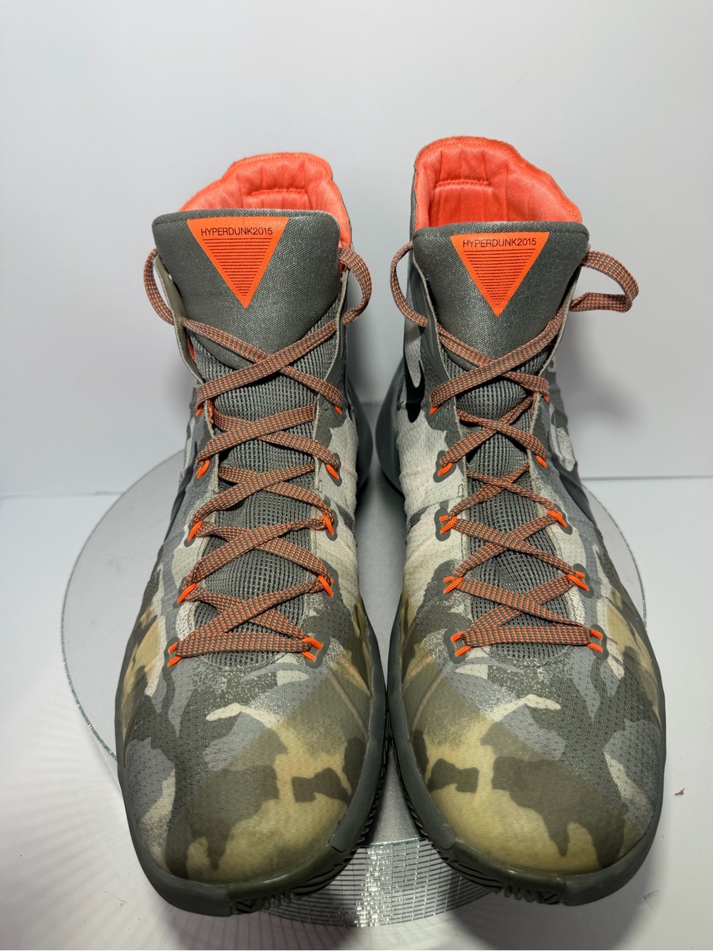 Nike Men's Camo High-Top Basketball Shoes in Olive and Orange size 11.5 good c